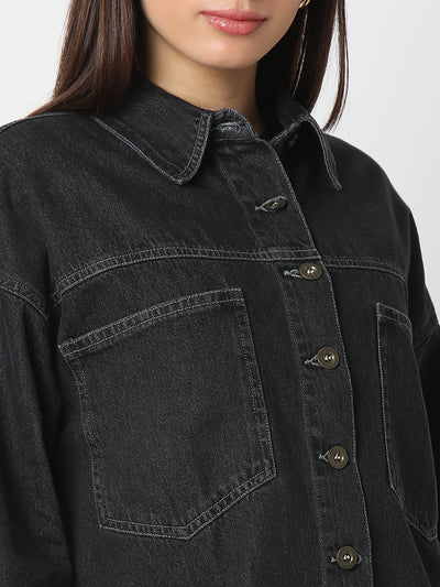 TARAMA Womens Oversized Denim Shacket