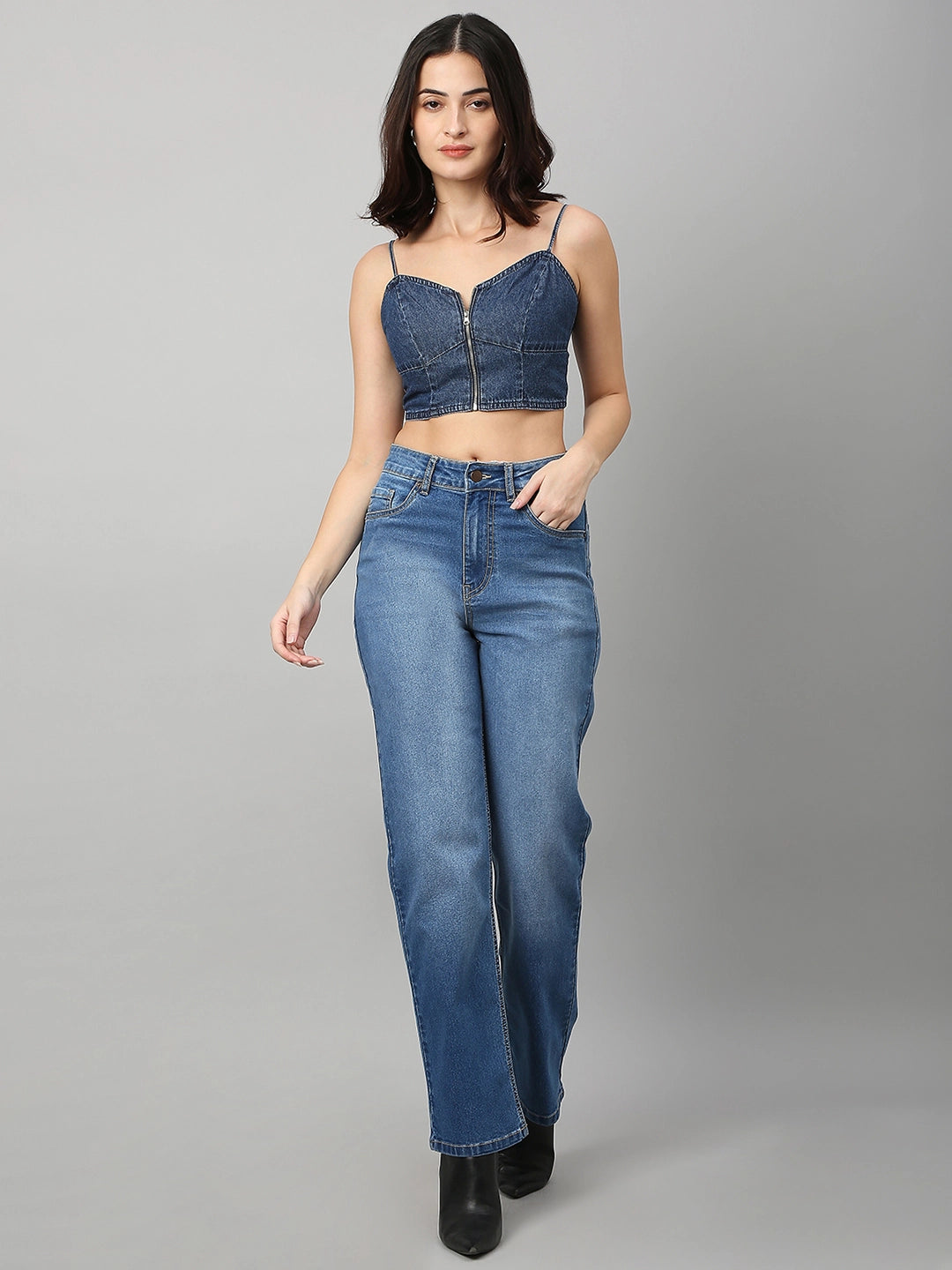 TARAMA High Rise Straight Fit Jeans TARAMA JEANS